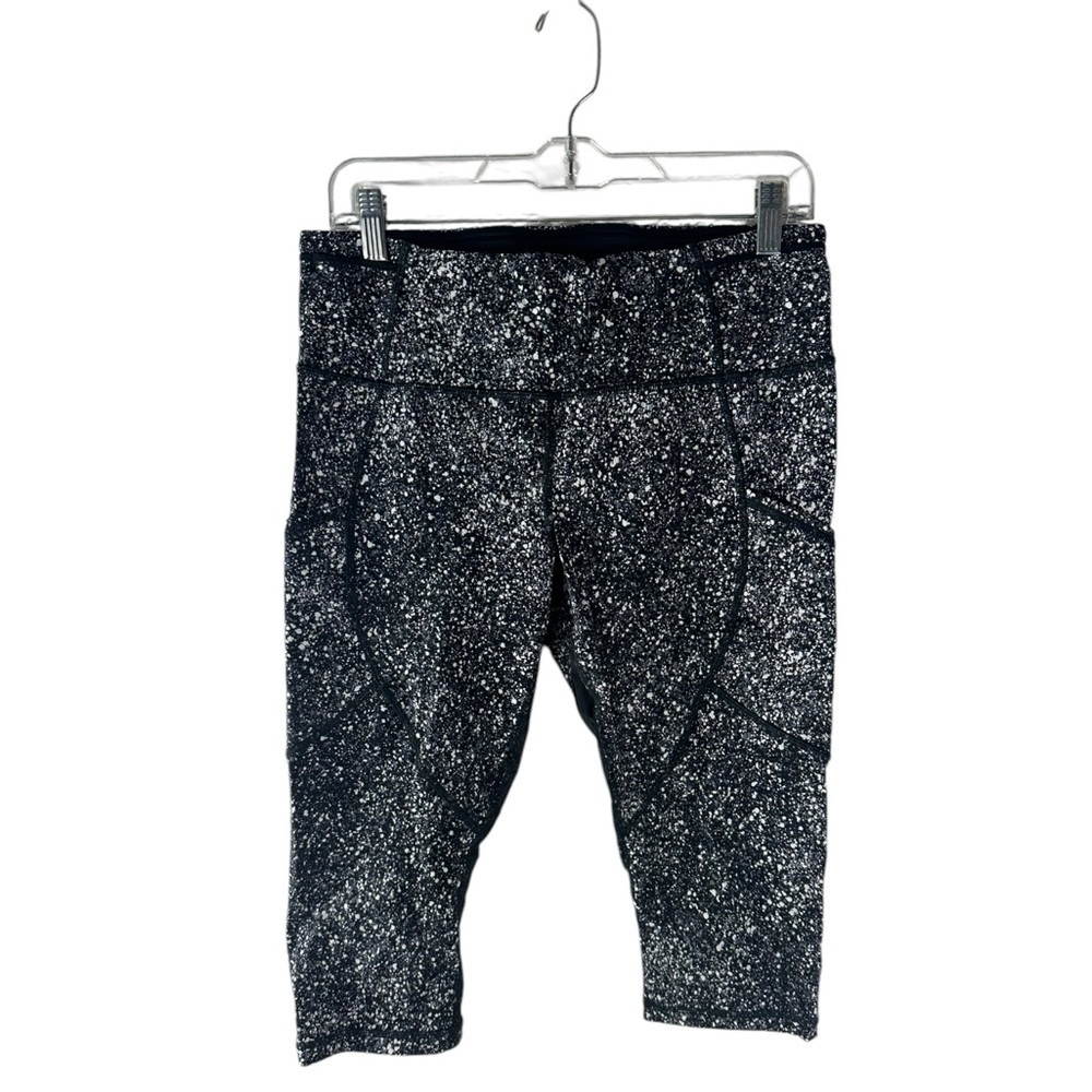 Lululemon Outrun 17" Crop Splatter White Black Size 10